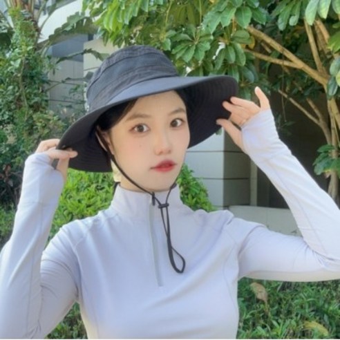 루이비홈 여성용 등산모자 경량 통기성 사파리 챙모자, 블랙