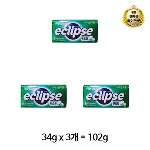 이클립스 스피아민트향 캔디, 34g, 6개