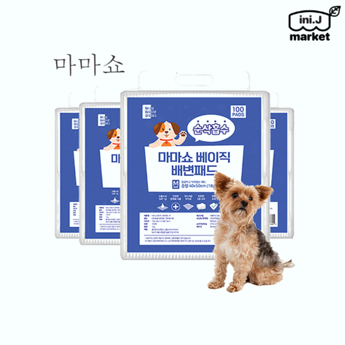 [국내정품]마마쇼 베이직 배변패드 18g 100p 4개 M(40 x 50 cm)[매장], 1개, 100개입