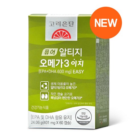 고려은단 퓨어 rTG 알티지 오메가3 EASY 이지 (401mg x 60캡슐) [30일분], 60정, 1개