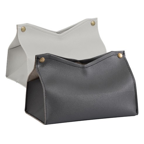 레디박스 모던레더 가죽 티슈커버 케이스, 그레이+다크그레이