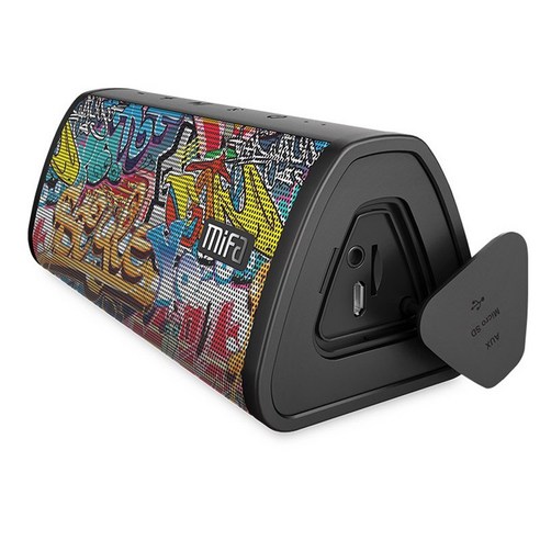 [XIG] Mifa 블루투스 스피커 휴대용 무선 확성기 사운드 시스템 10W 스테레오 음악 서라운드 방수 야외 스피커, Black-Graffiti, {"크기":"하나"}