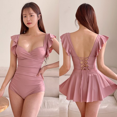 화사한 봄을 위한 루이바이 여성 체형커버 치마 원피스 모노키니 투피스 수영복