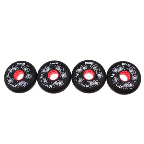 4pcs 인라인 스케이트 휠 볼 베어링 휠 베어링 스페어 휠 84A 휠, PU, 블랙