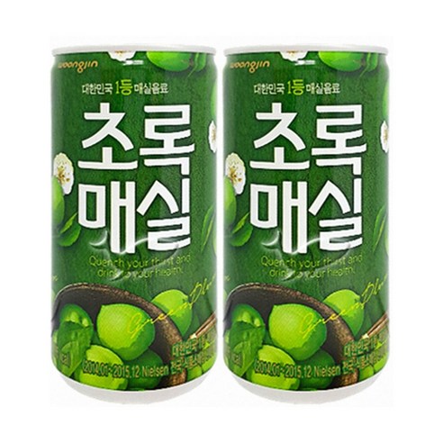 웅진식품(주) [웅진식품] 초록매실 캔 180ml*15eabox, 180ml, 15개