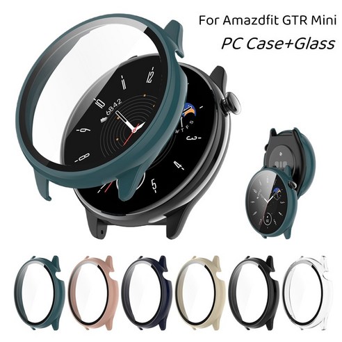 Amazfit GTR 미니 GTR 4 3 프로용 시계 커버 하드 PC 케이스 강화 유리 화면 보호기 범퍼 쉘 스마트 워치 액세서리, 12.Dark blue - For Amazfit GTR