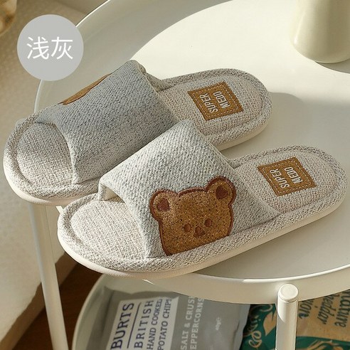 FREELIFE 여름실내화 층간소음방지 슬리퍼 예쁜 거실실내화 린넨 ID-095, light grey
