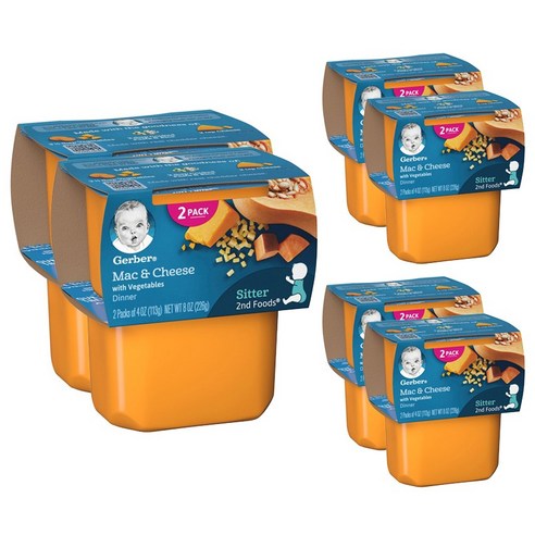 거버 어린이 액상 식품 113g 2개입, 마카로니 & 치즈 With 베지터블(Macaroni & Cheese With Vegetables, 226g, 6개