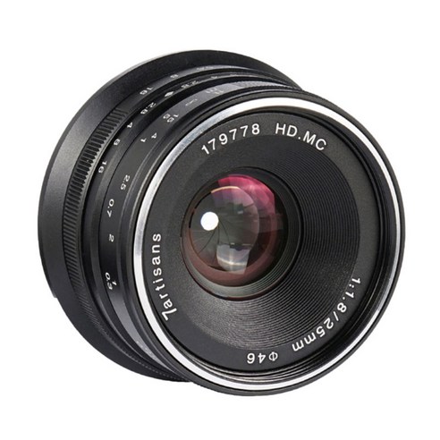 후지 카메라용 슬리브 디자인 25mm F1.8 APS-C 수동 광각 초점 렌즈, 6x6x5cm, 블랙, 금속
