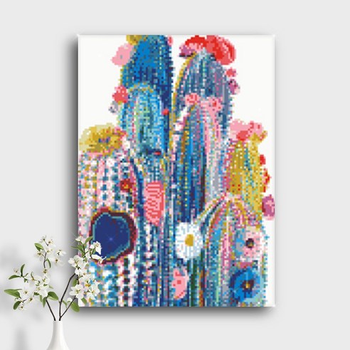 오늘의오브제 DIY 보석십자수 캔버스형 40x30cm, A1_10_선인장, 1개