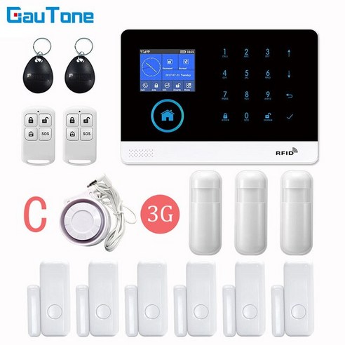 자동차경보기 자동차도난방지GauTone PG103 WiFi 3G GPRS 홈 도난 지능형 보안 무선 경보 시스템 APP 원격, 02 GT-016-3G-PG103-B_01 EU 플러그, 02 GT-016-3G-PG103-B_01 EU 플러그