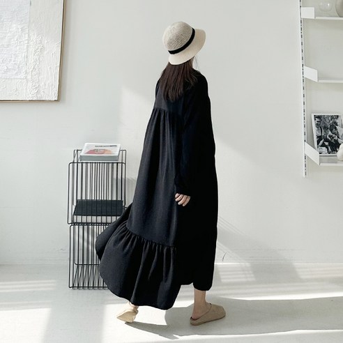 빅사이즈원피스 애플망고옷장 빅사이즈 간절기 뒷프릴 롱원피스 오버핏 체형커버 치마 Best Top3