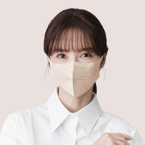 시노텍스 귀편하고 숨쉬기편한 새부리형 신소재 마스크 50매 대형 개별포장, 1개입, 베이지