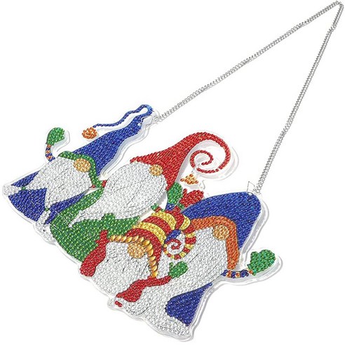 TeeFly 크리스마스 DIY Applique 라인 석 아크릴 펜던트 키트 벽 교수형 아트 공예품 장식 장식품 홈 창에 대 한, 4 개의 놈들 /