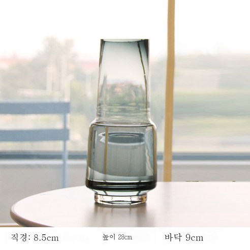 DFMEI 북유럽 유리 꽃병 투명 창의 거실 백합 장미 부귀죽 꽃꽂이 식탁 사무실 장식품", 대형 회색