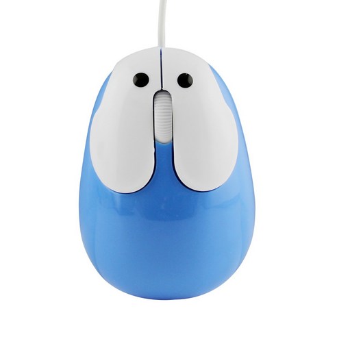 귀여운 만화 토끼 USB 유선 노트북 마우스 1200dpi 유선 광 마우스 PC 및 노트북 파란색에 적합, 하나, 보여진 바와 같이