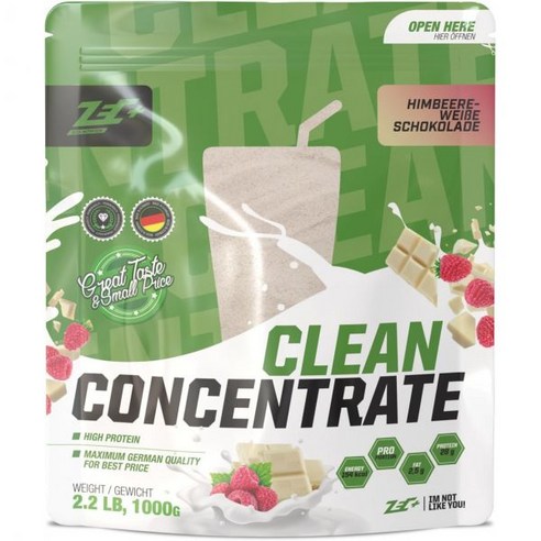 [B01LS98OWW] Zec+ 뉴트리션 클린 컨센트레이트 1000g Geschmack 라즈베리 화이트 초콜릿 I Molken ProteIn Whey Pulver, [01]Raspberry WhIte Chocolate, 1 kg (1er Pack), 1개, 1kg