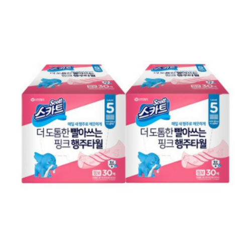 스카트 더 도톰한 핑크 행주타월 점보, 30매입, 8개