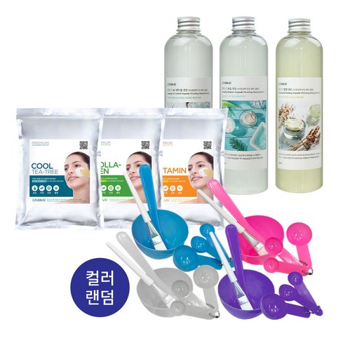 린제이 모델링팩(쿨티트리 비타민 콜라겐 진주 차콜) 1kg+ 팩도구세트_ 큰 앰플토너 구매가능, 1개, 쿨티트리 모델링팩 1kg+팩도구 6종