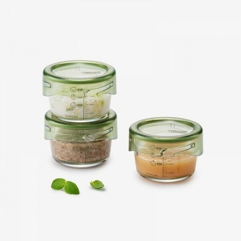 락앤락 바로한끼 편한 이유식용기 215ml 3개, 카키 글라스락이유식용기 락앤락 바로한끼 편한 이유식용기 215ml 3개, 카키 글라스락이유식용기