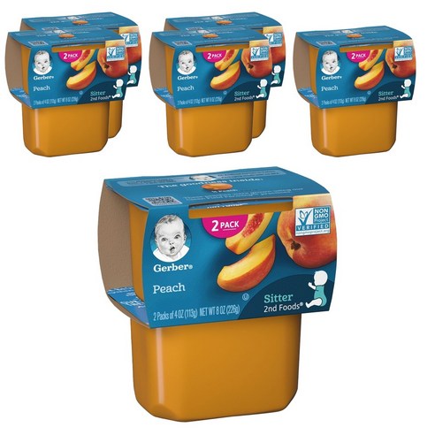 거버 어린이 액상 식품 113g 2개입, 복숭아(Peaches), 226g, 6개