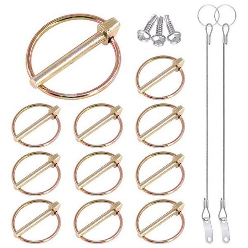 글락스 15Pcs 3/16인치 x 1-7/16인치 린치 핀 랜야드 케이블 세트 10Pcs 잠금 클립 및 농장 트랙터 트레일러 트럭 모우러용 퀵 릴리스 링이 있는 2Pcs 304, 3/16x1-7/16