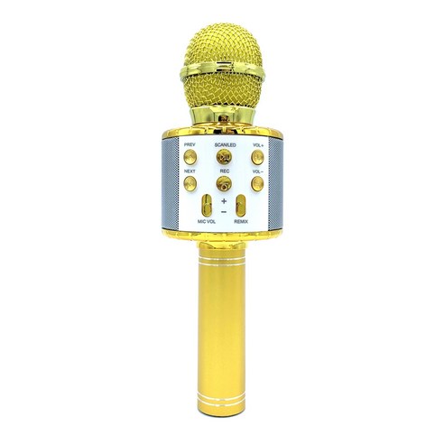 Decdeal 가라오케 블루투스 마이크 녹음 노래 LED 빛 휴대용 무선 WS858L, 골드