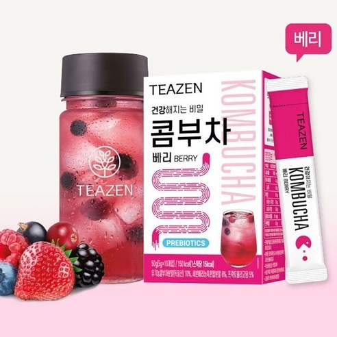 윤윤MARKET 티젠 콤부차10 베리 분말 건강해지는비밀 유산균12종