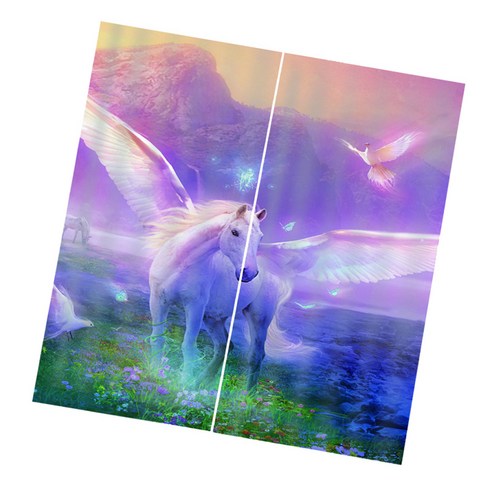 3D 동물 효과 커튼 침실 식당 창 드레이프 배경막 2Panel, Pegasus-85x200cm, 설명