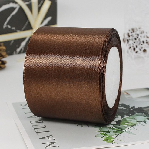 기본 새틴 공단 리본끈 75mm 22m, 32# 브라운