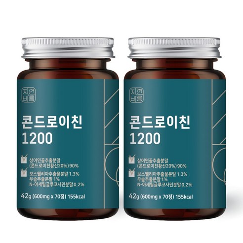 자연바름 콘드로이친 1200 상어 연골 칼슘 분말 가루 정, 70정, 5개