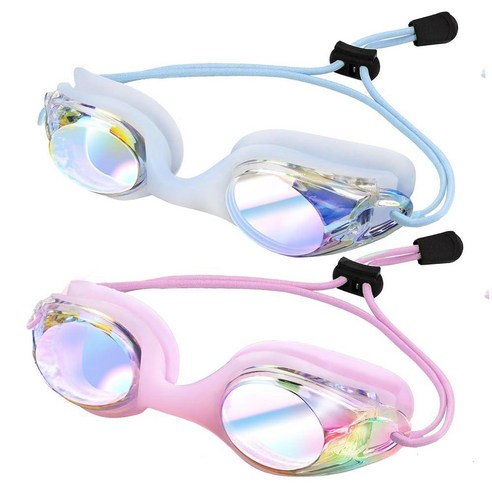 Vvinca Swim Goggles 2 Pack Swimming Goggles Bungee Strap No Hair Pulling No-leak Anti-Fog UV Protec, G-클리어 화이트 & 클리어 핑크