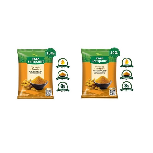 Tata Sampann Turmeric Powder/Haldi 100 g Pack of 2 Set ( 100 GM X 2 ), 100g, 2개