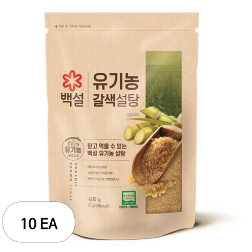 백설 유기농 갈색설탕, 400g, 10개