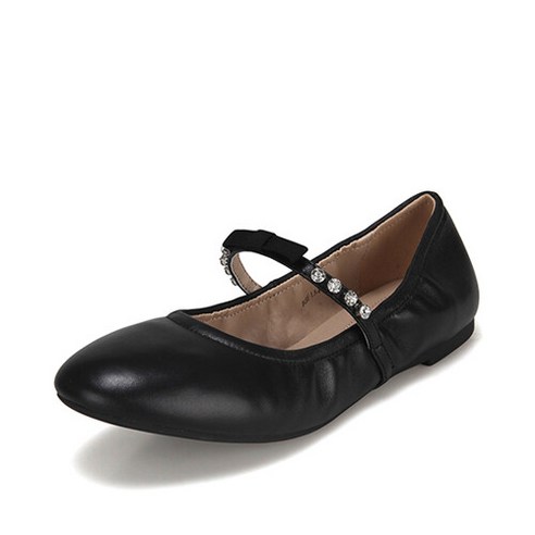 [AK PLAZA] 바바라 양가죽 리본 큐빅 메리제인 플랫 BBF134BK
