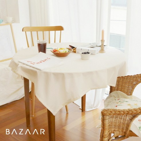 생활방수 테이블보, IVORY, 270 x 155cm 호텔식탁보 Best Top5 16 내추럴 순면 광목 식탁보, 색상:내추럴, 4인용(155x170)