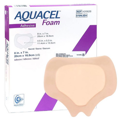 [ConvaTec] 콘바텍 아쿠아셀 폼 Sacral Adhesive 접착성 420626 (5매입) - 20 x 16.9cm, 1개