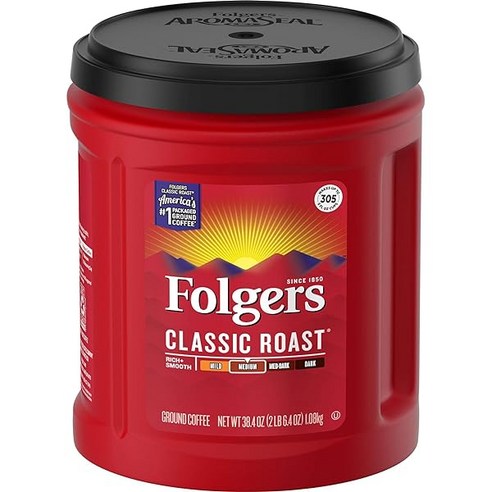 Folgers 폴저스 클래식 로스트 미디엄 그라인드 커피 1.44kg, 1개