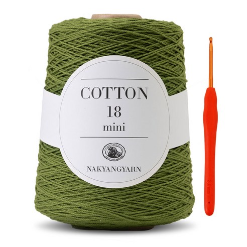 코튼18미니실(450g)x1볼+코바늘5/0호(3.0mm), 610_모스그린, 1개