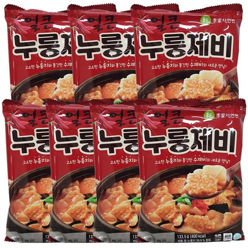 이가자연면 얼큰 누룽제비 수제비, 133.5g, 7개