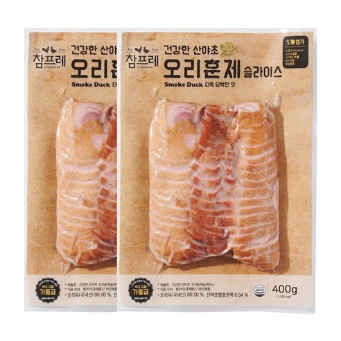 참프레 산야초 오리훈제 슬라이스 400g x 2개 훈제오리, 1세트