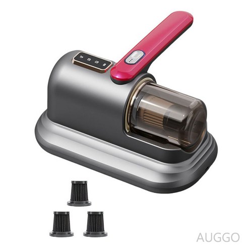 AUGGO 12V UV 무선 살균 침구 청소 진드기 제거기 YD-868, 진홍색