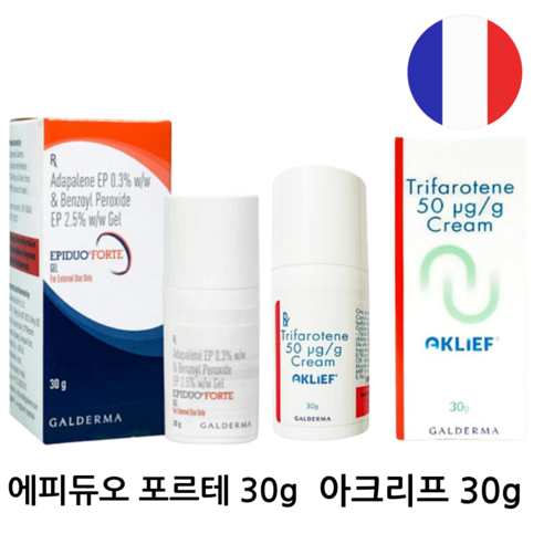 갈더마 아크리프 FDA 승인 30g 에피듀오 포르테 심상성 여드름 치료 증상개선 30g 프랑스산, 1개