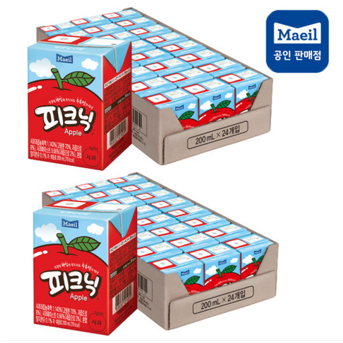 매일유업 피크닉 사과, 200ml, 24개