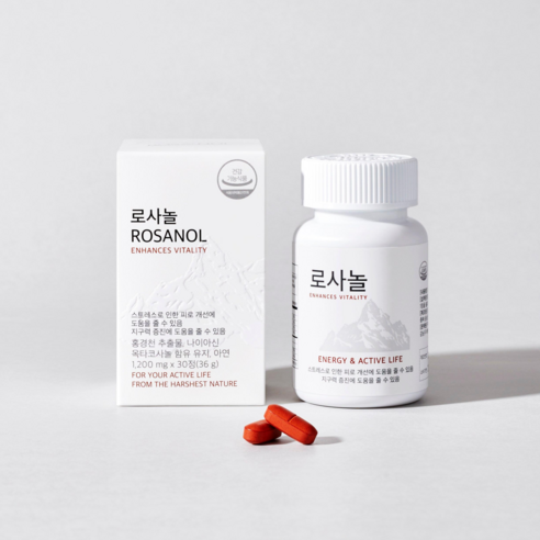 로사놀 스트레스 피로 개선 & 지구력 영양제 1200mg, 2개, 30정
