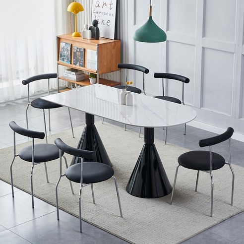 고급스럽고 세련된 가정 식당 공간을 위한 아우스 XM07 세라믹식탁 타원형 식탁세트