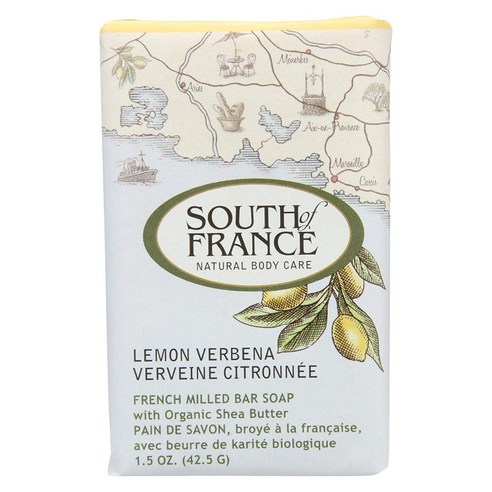 South Of France 프렌치 밀드 바 솝 With 오가닉 시어 버터, 42.5g, Lemon Verbena
