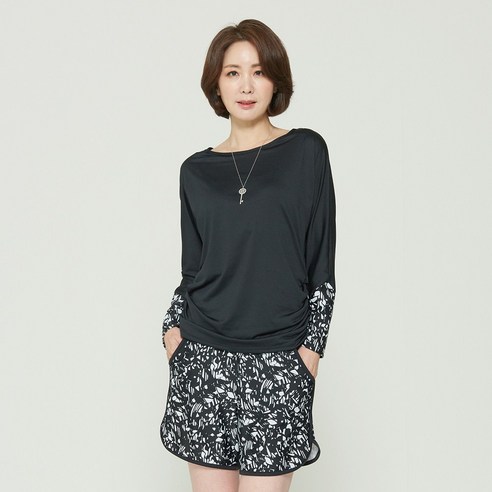 일리카이 여성용 모노블랙 루즈핏수영복 상의 + 하의 세트