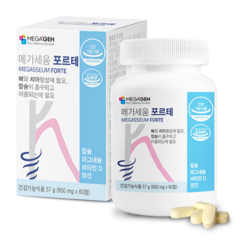 메가세움 포르테 치아 잇몸 뼈 형성 칼슘 메가젠 임플란트 정품 영양제 치 약, 60정, 1개
