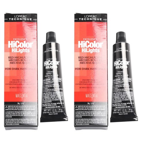 로레알 L''Oreal 하이컬러 레드 하이라이트 포 다크 헤어 온리 34g, Magenta, 2개